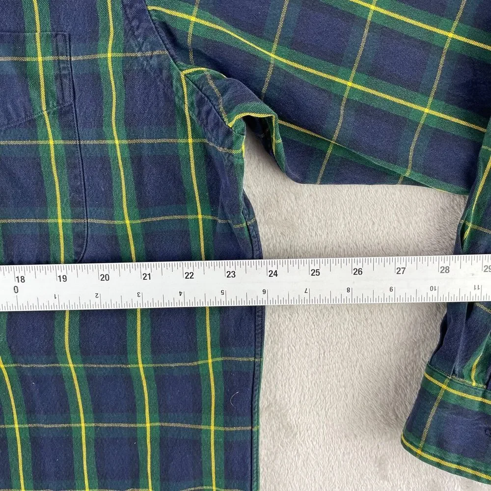 Vintage Polo Ralph Lauren Shirt Men Medium‎ Navy Tartan Plaid Blaire Preppy Pony